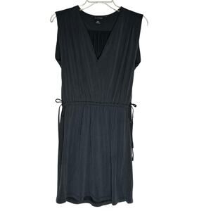Club Monaco V-Neck Elastic Waist Knee Length A-line Dress Women XS Charcoal Gray